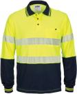 DNC3518,  HIVIS Segment Taped Cotton Backed Polo - Long Sleeve