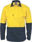 DNC3834, HiVis Two Tone Close Front Cotton Drill Shirt - long sleeve Guss et Sleeve