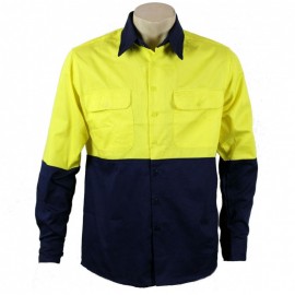 90116, HiVis 2 Tone Cool-Breeze Cotton Shirt - Long sleeve
